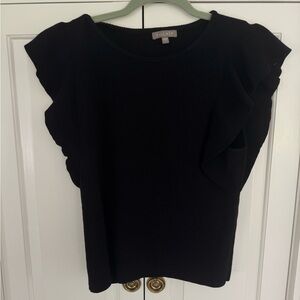 Lilla P Black Flutter Sleeve Blouse